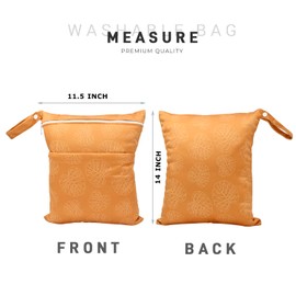 YULUONAPS Wet Dry Bag Waterproof Reusable Wet Bag for Swimsuit, Travel, Beach, Pool, Bathing, Diapers, Dirty Yoga Gym Clothes Toiletries Daycare Organizer with Two Zippered Pockets (yellow leaf)