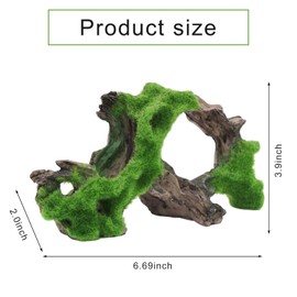 WishLotus Aquarium Decoration Cave, Realistic Resin Tree Root Shape Driftwood Decor Aquarium Durable Fish Tank Wood Decorations with Moss for Aquarium Landscape Ornaments （A）