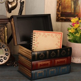 PLAZOTTA 2 Pack Decorative Book Boxes Wooden Antique Book Decorations Vintage Book Storage Box (Style A)