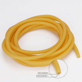 XCD Rubber Tubing, 3/8'' (9 mm) O.D. 1/4'' (6 mm) I.D. Highly Elastic Pure Latex Amber Tubing Natural Rubber Tube for Laboratory Use, 16 Feet (5 Meter)