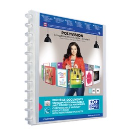 Elba 100205599 Plastic Ring Binder Polyvision A4 with Variozip Principle 20 Transparent Sleeves Transparent Cover Folder Ring Binder Ring File, clear