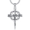 YYmqmq Nail Cross Necklace 925 Sterling Silver Crown of Thorn