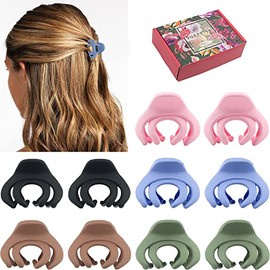 Small Hair Clips for Women Girls Kids, Tiny Hair Claw Clips for Thin/Medium Thick Hair, 1.5 Inch Mini Hair Jaw Clips Matte Octopus Clip Nonslip Spider Clip with Gift Box (Pack of 5 Colors)