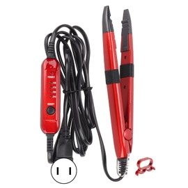 Herramienta de extensiones de cabello Fusion, varita conectora de hierro térmico profesional con soporte, Calentador de Contacto de Cabello SóLido Rojo (Enchufe de EE. UU. 110 V)