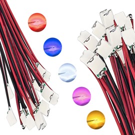 GERUI 50 x Micro LED Diodes for DIY, Model Making, Model Layout, Decor, 0805 SMD Soldered Mini LED Light Emitting Diode 20 mA with 16 cm Long Micro Stranding Cables, Warm White, Pink, Purple, Blue