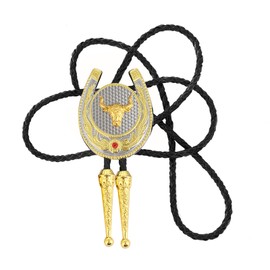 Bolo Tie for Men Rodeo Cowboy Leather Necktie Western Vintage Necklace Braided Rope Cord Pendant Costume Accessories