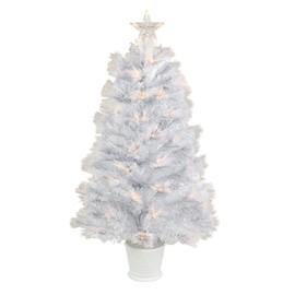 3' Pre-Lit White Fiber Optic Artificial Christmas Tree, Warm White Lights