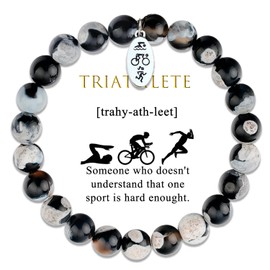 liforlove Triathlon Running Swimming Cycling Gifts for Triathletes Sports Gifts Sports Bracelets Gifts for a Runner Sports Bracelets for Men (Black triathlon), Small