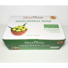 Shea Olein Naturally Essential Neem Herbal Soap With Peppermint Sage & Lemon Peel 6-Pack