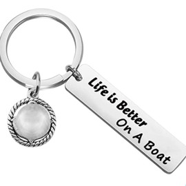 CENWA Boater Keychain Boating Gifts Life is Better On A Boat Keychain Gifts for Boat Captain Boat Owner (On A Boat Keychain)