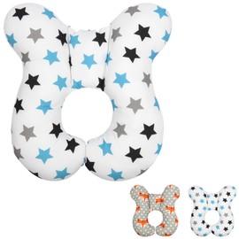 Alaoo Baby Neck Pillow, Baby Head Support Newborn Cute Cartoon Car Travel Sleeping Pillow Soft U-Shaped Head Neck Protector for Car Seats and Strollers, Star Pattern
