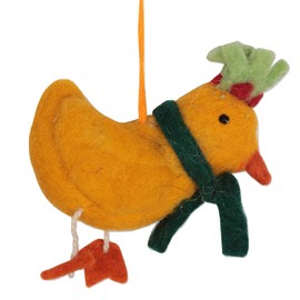 NOVICA Artisan Handmade Wool Felt Ornaments Chicken Geese Assorted India Holiday Decor Animal Themed Christmas Bird 'Fine Feathered Friends' (Set of 6)