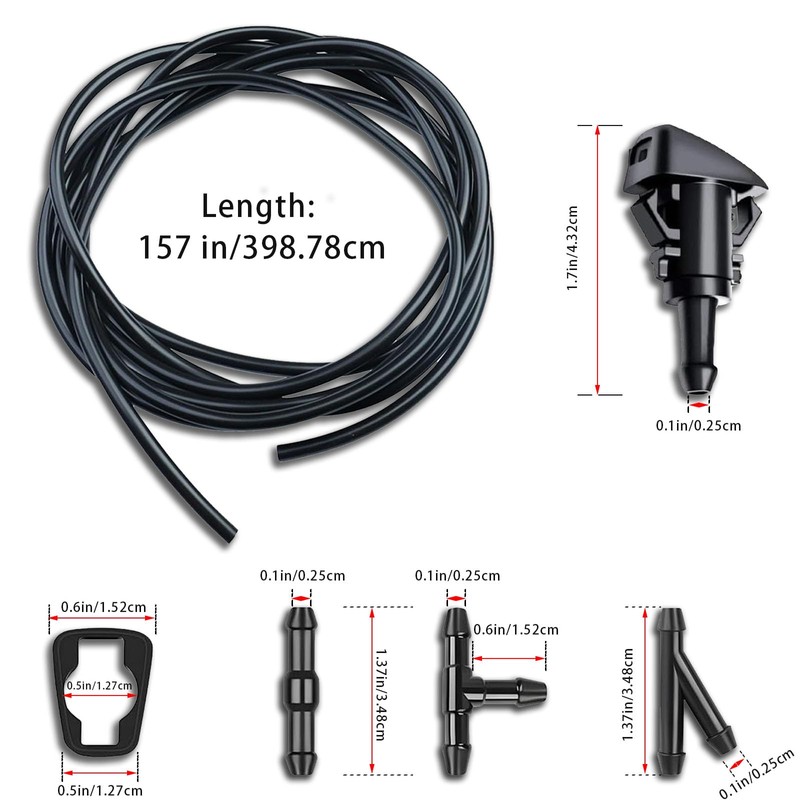 Piburth Windshield Washer Hose Kit 22 Pcs Set, 4M Washer
