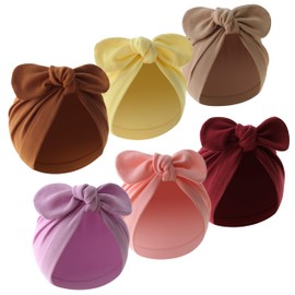 QandSweet Baby Girl Hat Infant Cotton Hats Knotted Rabbit Ear 0-12 Months (Colors of 6)