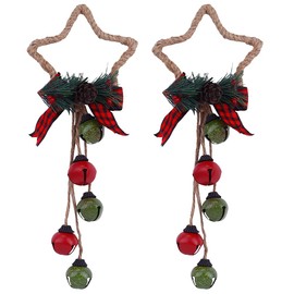 Toyvian Christmas Bell Pendant, 2pcs Star Shaped Christmas Tree Hanging Bell Metal Bell Tree Decorations Retro Party Decoration Door Knob Hanger for Xmas Farmhouse, Home