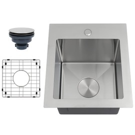 Lonsince Drop In Bar Sink 17 X 19 inch,16 Gauge Stainless Steel Bar Sinks,Small RV Sink