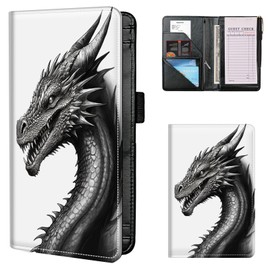 Server Book,Server Books for Waitress, Waiter Server Book with Zipper Pocket,Organizer Waitress Book for Guest Check Book Restaurant Fit Server Apron-Black Dragon