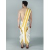 Snow-White Cotton Dhoti and Veshti Ready To Wear Set with