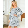 ENJOYNIGHT Women's Long-Sleeved Cotton Sleep Shirt, Print Sleepshirt, Sleepwear, Nightdress,