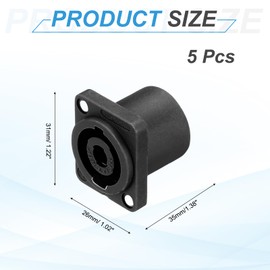 MECCANIXITY 2pcs 4 Pole Speaker Jack Twist Lock, NL4 Connector 1 Inch XLR Speaker Female Panel Mount Audio Microphone Plug Socket for NL4 Series, Black