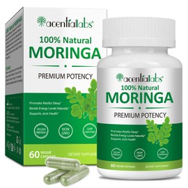 Moringa Capsules, Organic Moringa Tablets 800mg, Pure Moringa Leaf Extract Vegan Powder Capsules, No Additives, Non-GMO, 1-Month Supply, 60 Capsules