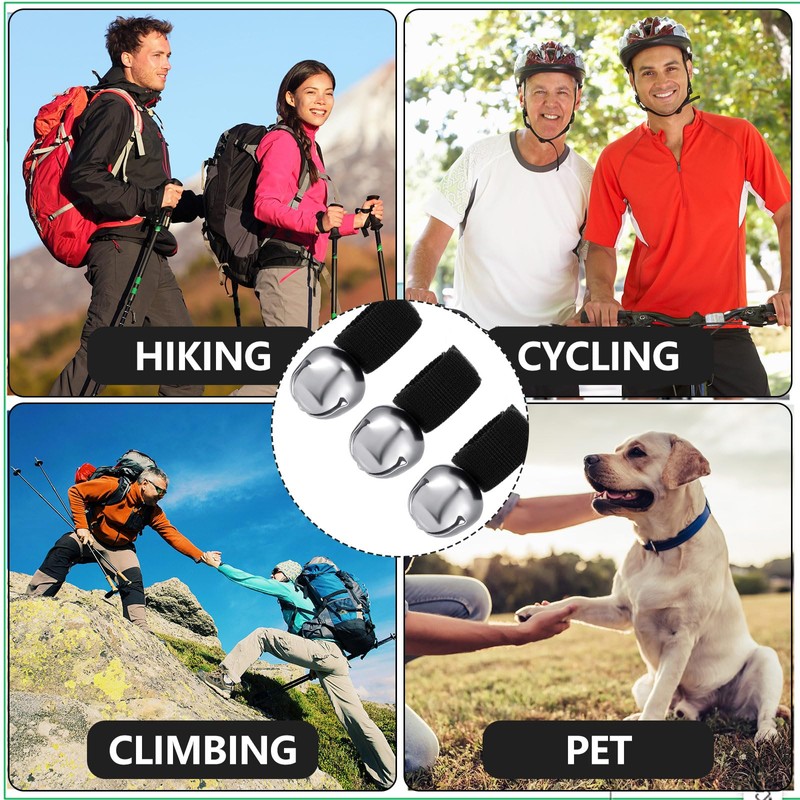 Gemscream 4 Sets Bear Bells with Whistle for Hiker, Loud