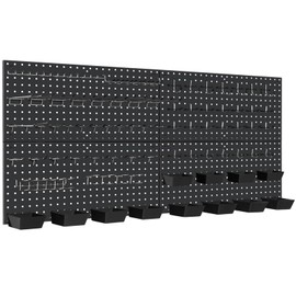 Daanxw 158PCS Metal Pegboard Kit with Hooks for Wall Garage Tools Pegboard Storage System for Garage (Black Box, 4-12X24)