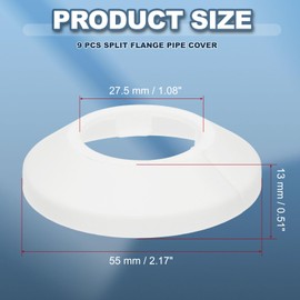 PATIKIL 27.5mm Plumbing Cover Plates, 9 PCS Wall Split Flange Pipe Cover Decoration Escutcheon Plate Collar Flange Water Pipe Cover Decoration PP Plastic for Wall Pipe Tube Hole, White