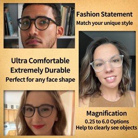 Optifine Blue Light Blocking Glasses for Women Computer Reading Glasses for Men Retro Round Frame Crystal +1.25