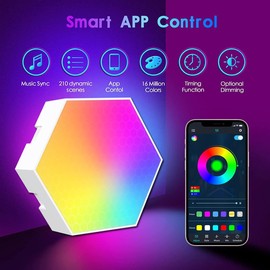 JIADAO Smart LED Wall Lights 8 Pack - Modular Voice Controlled Lighting with Music Sync, 16M Colors, App Control for Bedroom Gaming Room Decor, USB Powered