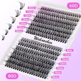 Lash Extension Kit DIY 280pcs Lash Clusters Eyelash Extension Kit, Lash Bond and Seal Lash Tweezers for Self Use 9-16mm Mix，60D 80D Curl Individual Lashes Kit (60D&80D-0.07D-9-16MIX KIT)