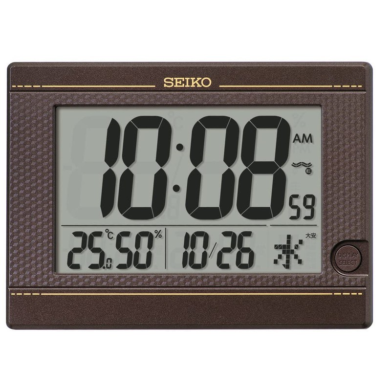 Seiko Clock Table Clock, Wall Clock, Digital Radio, Dark Brown
