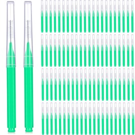 Patelai 100 Pieces Braces Brush for Cleaner Interdental Brush Toothpick Dental Tooth Flossing Head Oral Dental Hygiene Flosser Toothpick Cleaners Tooth Cleaning Tool (Green)