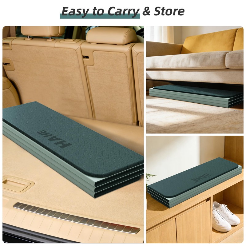 HAHE Foldable Yoga Exercise Mat, 74"Lx32"Wx1/3"Thick, TPE Workout Mat