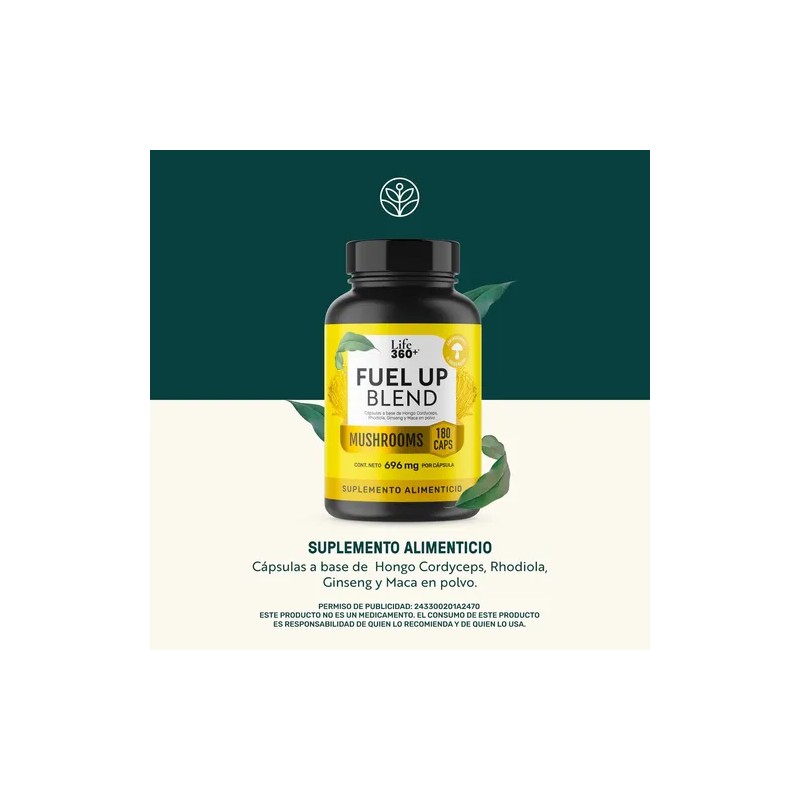 Rhodiola Maca Life360+ Fuel Up Blend 180 Cápsulas Cordyceps