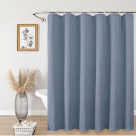 Aiyufeng 3D Textured Sky Blue Shower Curtain for Bathroom, Fabric Shower Curtain Soft Cloth & Hotel Spa Quality, Luxury Boho Bathroom Curtains, Machine Washable, Sky Blue, 72x72 Inches