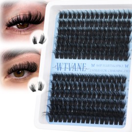 Fluffy Cluster Lashes Spiky False Eyelashes Long 14-20MM Cluster Eyelash Extensions 160D Russian D Individual Eyelash Clusters Volume Eyelash Clusters Manga Lashes DIY Lash Extensions by Wtvane