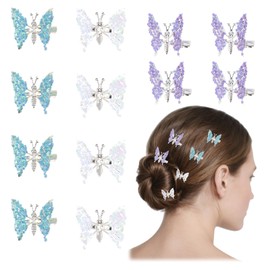12Pcs Butterfly Hair Clips Set Glitter Butterfly Clips Cute Colorful Hair Barrettes Aesthetic Hair Clips Shiny Hair Accessories for Women Cute Headwear Gifts for Party Decor