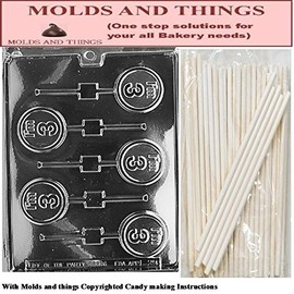 I'M 3 Lolly numbers and letters Chocolate candy mold Molding Instruction+ 25 Lollipop sticks