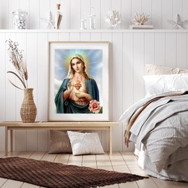 Muyankissu 5D Diamond Art Kits Religious Full Drill Round Beads Diamond Art Virgin Mary Goddess Gems Stone Cross Stitch DIY Diamond Art by Number Kits Wall Decoration 12x16inch …