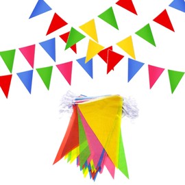 Bliceon Bunting Banner, 80M Multicolor Nylon Triangle Flags, 150pcs Fabric Triangle Banners for Indoor Outdoor Activity,Party Celebrations and Shops Decorations