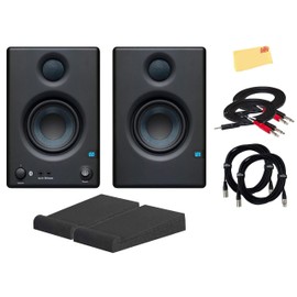 PreSonus Eris E3.5 BT Bluetooth Studio Monitor Pair Bundle with XLR Cables, TRS Cables, and Austin Bazaar Polishing Cloth
