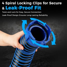 SheeChung 20FT RV Sewer Hose Kit, RV Hose Fittings, Heavy-Duty Camper Sewer Hose with Leak-Proof Swivel Fittings, 90° Clear Elbow, 2 Storage Caps, TPE Tech for Crush-Proof & UV-Resistant