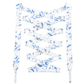 DANHUA Flat White Blue Shoelaces 47 inch for Sneakers Art Printed Pattern String 2 Pair