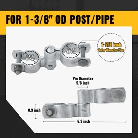 VIVIDA 1-3/8" Chain Link Fence Gate Hinge Kit, Include Female & Male Gate Hinges, Chain Link Fence Hardware, Galvanized Steel, 2 Set