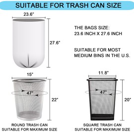 Bolsas de basura de 10 galones, 18 micras, ultra gruesas, fuertes, transparentes, de tamaño mediano, para oficina, cocina, para 8-10 galones, 90 unidades