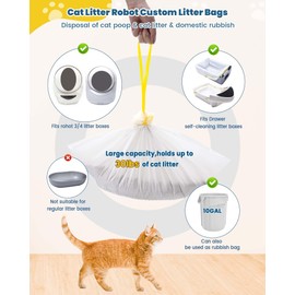 KONE Cat Litter Box Liners-57 Count, Thickened Waste Bags Compatible with Litter Box Robot 3/4, Cat Waste Bags for Automatic Cleaning Litter Boxes 26x16in-3Rolls