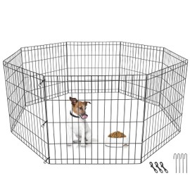 HANGKAI 8 Panels Pet Playpen Foldable Metal Pet Dog Exercise Pen,Indoor & Outdoor Wire Pet Puppy Fence,Easy to Store/Folds Flat,24" H