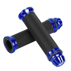 Handlebar grips, motorcycle CNC aluminium rubber handlebar grips for 7/8 inch handlebar bicycle (blue).