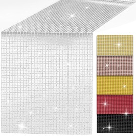 108 x 12 Inches Glitter Disco Table Runner Decorations - Polyester Sequin Retro 70s 80s Theme Table Runner for Bachelorette Birthday Wedding, Rectangle Table Cloth for Home Fireplace Party Decor